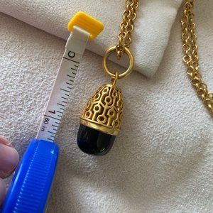 Julie Vos 32" Black Drop 24kt Gold Plate Necklace